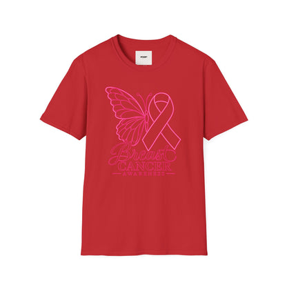 Breast Cancer Awareness Butterfly T-Shirt - Pink Ribbon Support Tee