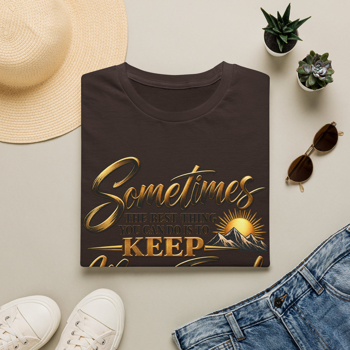 Sometimes Keep Moving Forward T-Shirt — Motivational Sunrise Graphic Tee