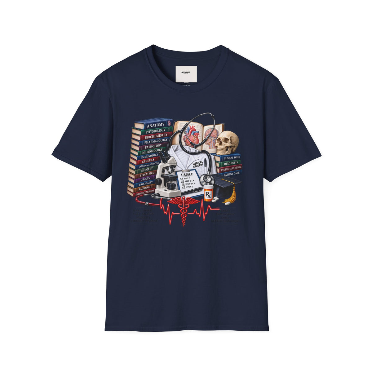 Medical Student Study Stack T‑Shirt — Anatomy, Physiology & USMLE Prep Design