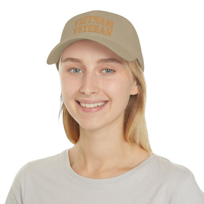 Vietnam Veteran Baseball Cap — Embroidered Gold Text Low Profile Hat for Veterans & Memorial Events