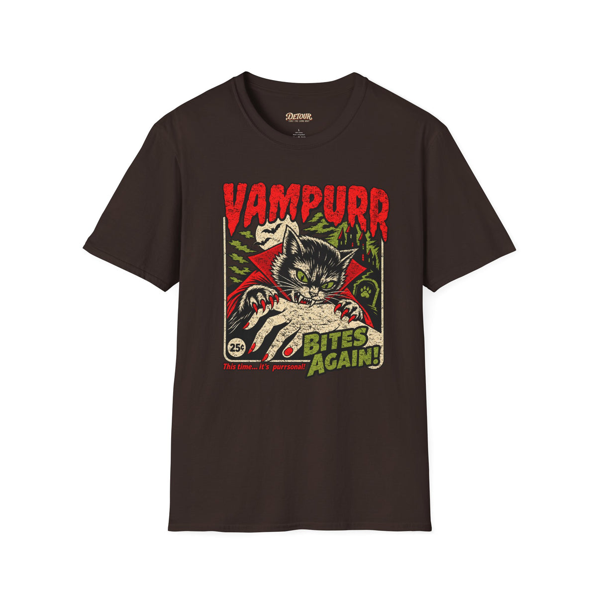 Vampurr Bites Again Cat Horror Graphic T-Shirt
