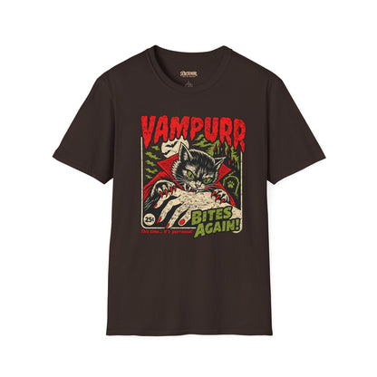 Vampurr Bites Again Cat Horror Graphic T-Shirt