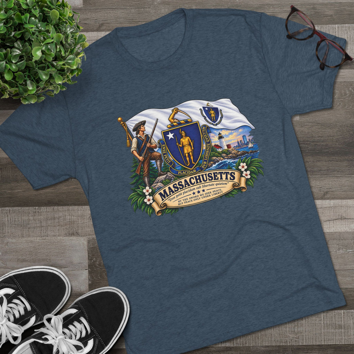 Massachusetts State Flag T‑Shirt — Vintage Coat of Arms Tee