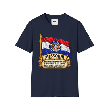Missouri Flag T‑Shirt — State Seal & Motto Folded Flag Tee