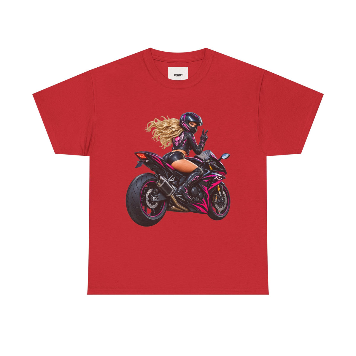 Motorcycle Girl Tee — Feminine Sportbike Rider Graphic Shirt
