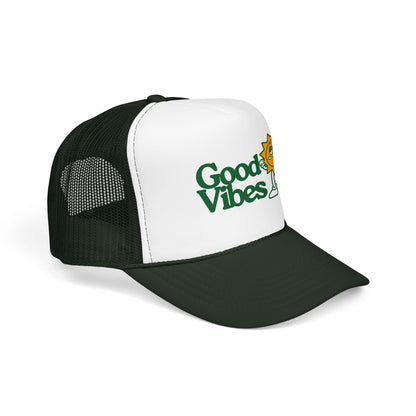 Good Vibes Sun Trucker Hat — Retro Sunny Graphic Foam Cap