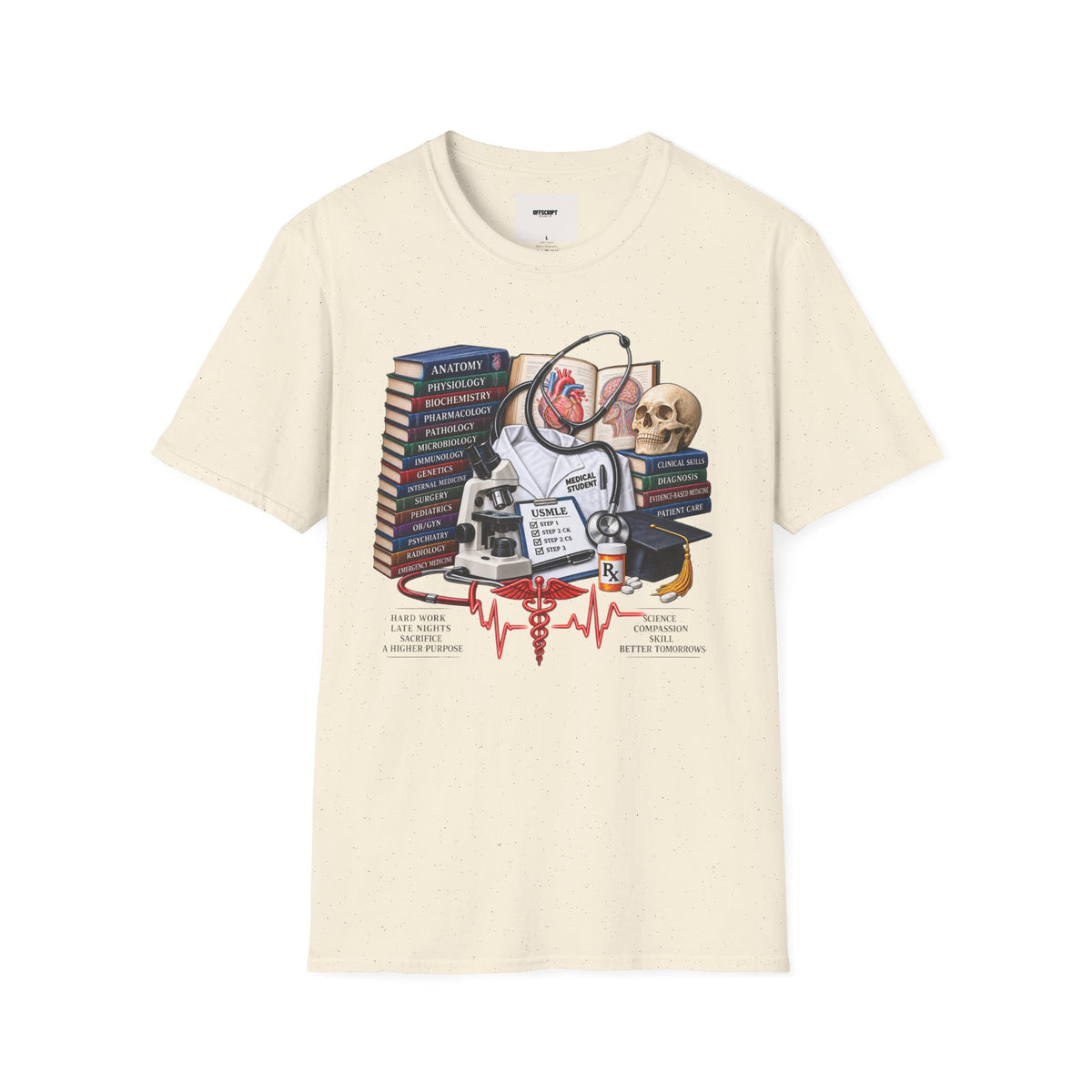 Medical Student Study Stack T‑Shirt — Anatomy, Physiology & USMLE Prep Design