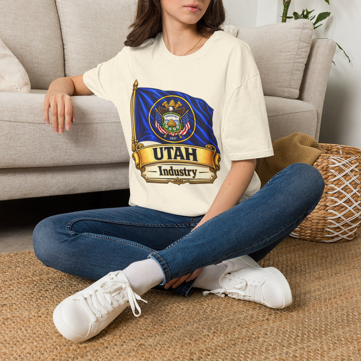 Utah State Flag T-Shirt — 'Utah Industry' Retro Flag Tee