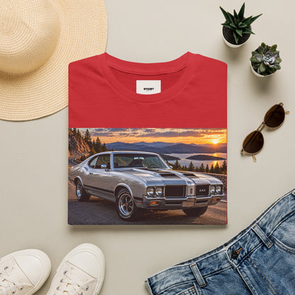 Classic Muscle Car Sunset T-Shirt — Vintage Oldsmobile Photo Tee