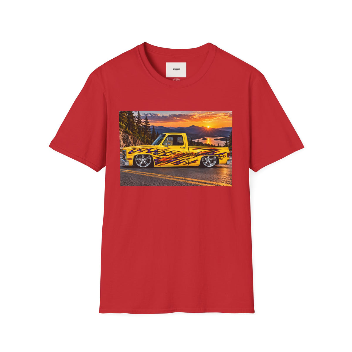 Yellow Flame Pickup T-Shirt — Sunset Classic Truck Graphic Tee