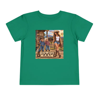 Toddler Tee — "Howdy Ma'am" Cowgirl Graphic Kids Shirt