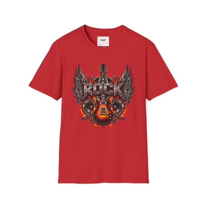 Rock Wings T‑Shirt — Vintage Guitar Flame Graphic Tee for Music Lovers