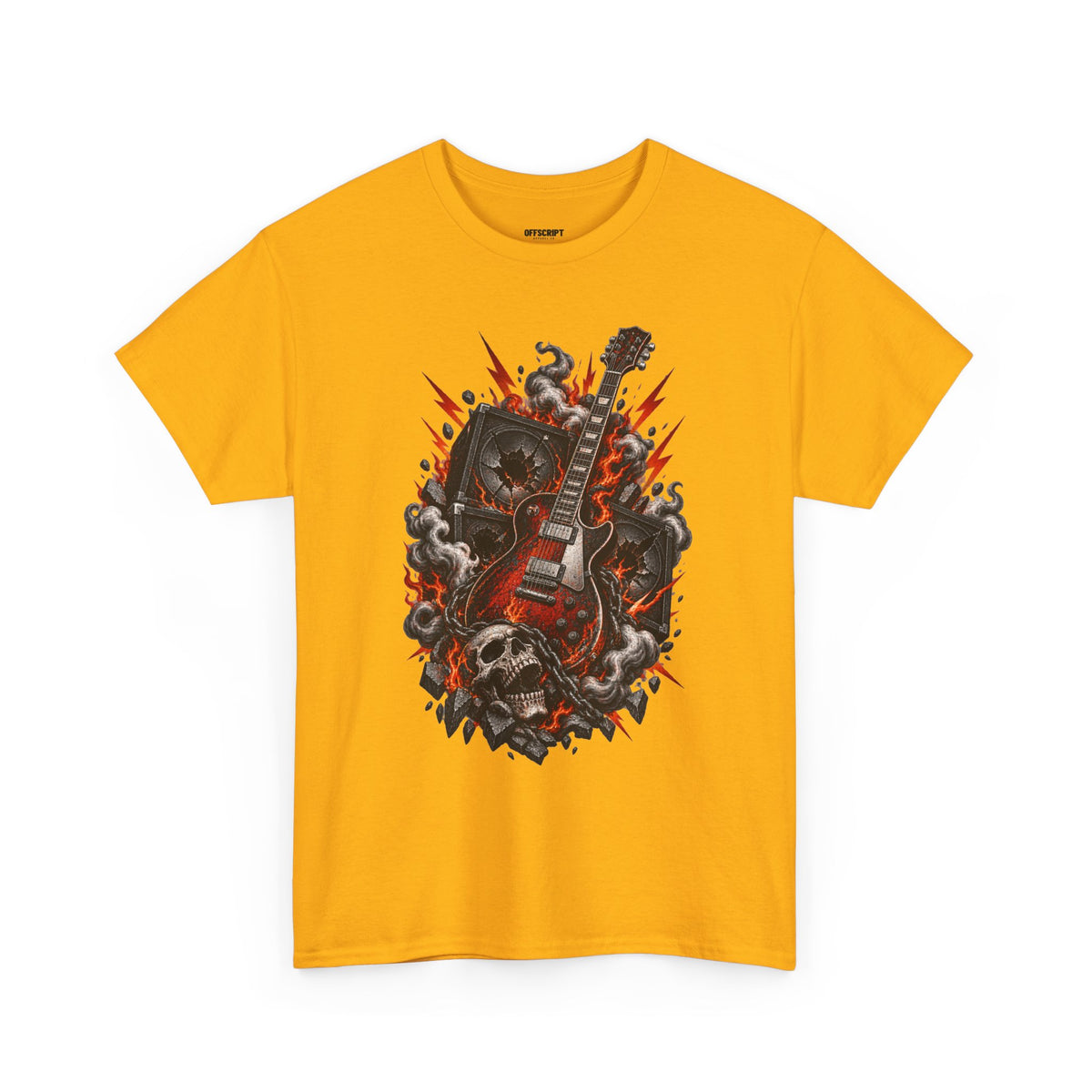 Electric Skull Guitar T‑Shirt — Rock & Metal Graphic Tee for Musicians and Fans
