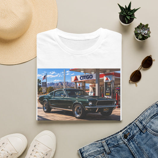 Classic Mustang Gas Station Tee — Retro Muscle Car T-Shirt