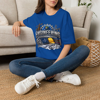 Engineering Graphic T-Shirt — STEM Design with Tools, Globe & 'Engineering' Text