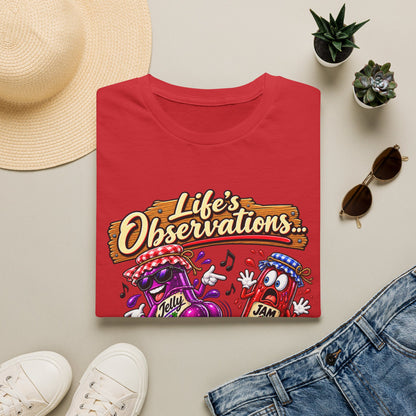 T-Shirt — "Life's Observations: I Must Be Jelly 'Cause Jam Don't Shake Like That" Retro Jar Cartoon Tee