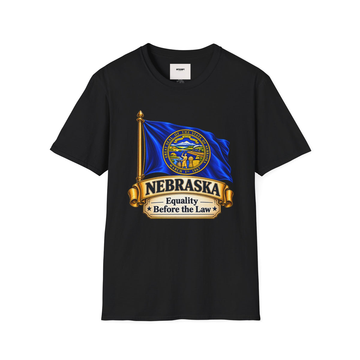 Nebraska State Flag T-Shirt — 'Equality Before the Law' Vintage Seal Tee