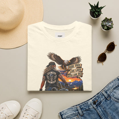 Biker Eagle T-Shirt — "Ride Free, Live Loud" Motorcycle Tee