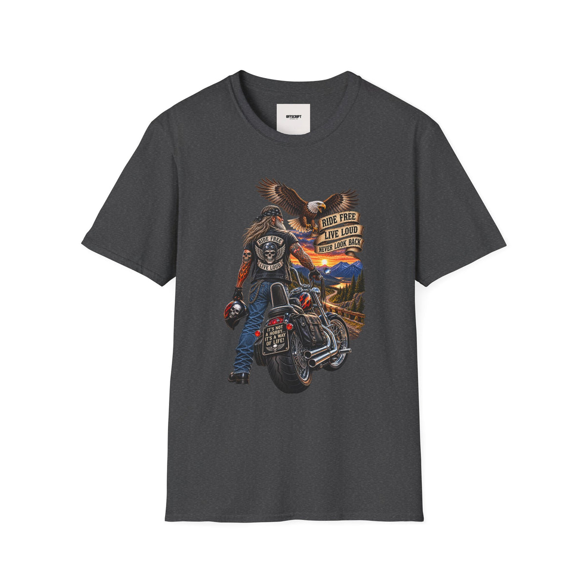 Biker Eagle T-Shirt — "Ride Free, Live Loud" Motorcycle Tee