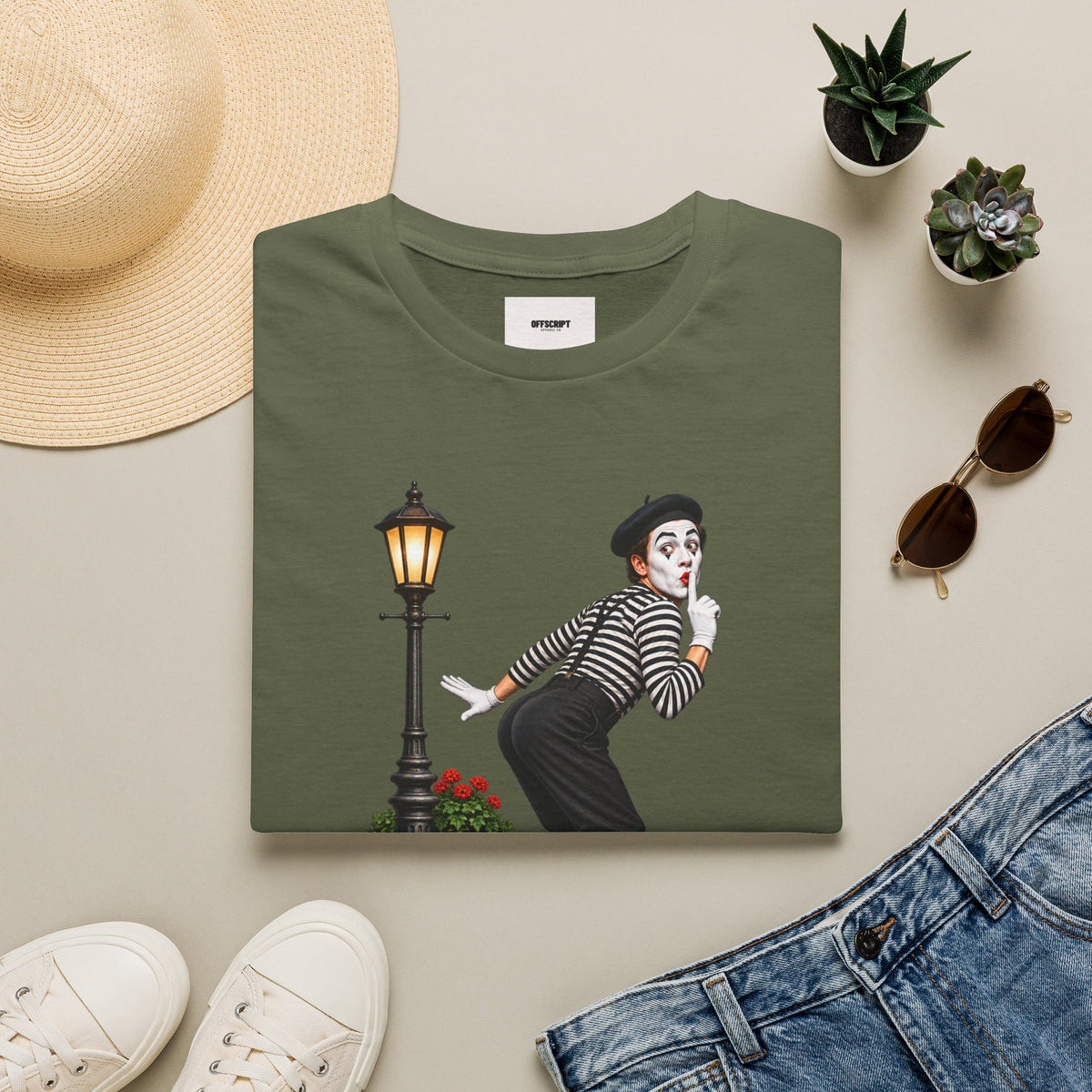 Mime Graphic T-Shirt — "Do Mime Farts Really Make a Noise?" Vintage Street Performer Tee
