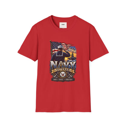 Navy Veteran Salute T‑Shirt – American Flag Military Tribute