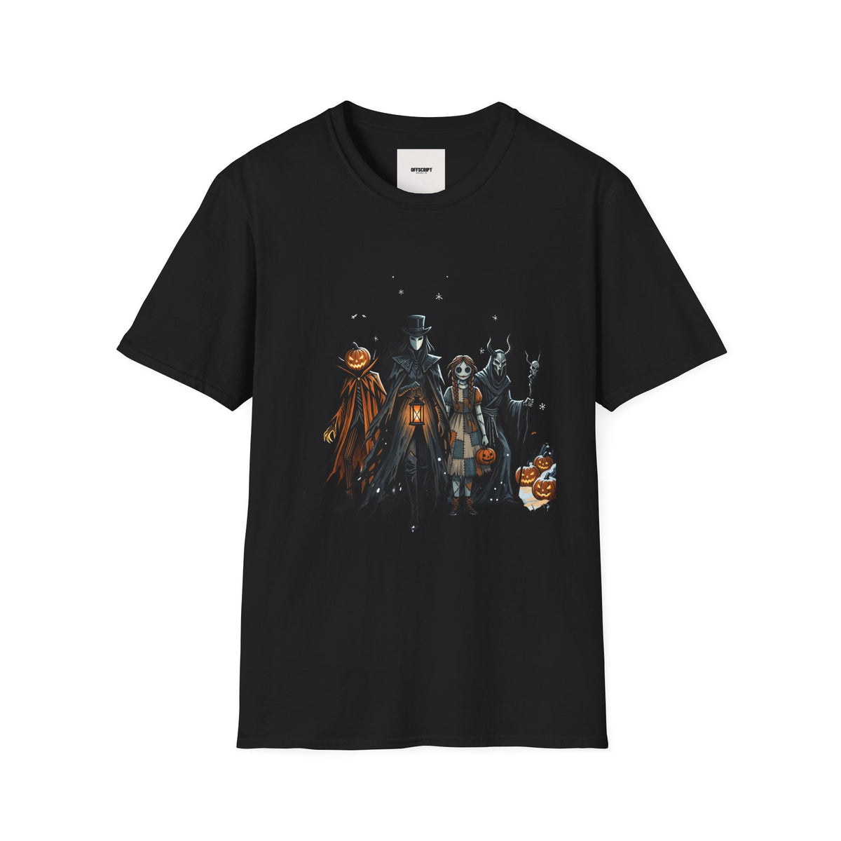 Halloween Gothic Crew T-Shirt — Haunted Pumpkin, Witch & Spooky Friends Design