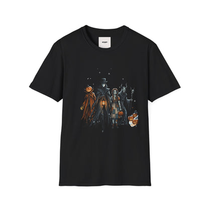 Halloween Gothic Crew T-Shirt — Haunted Pumpkin, Witch & Spooky Friends Design