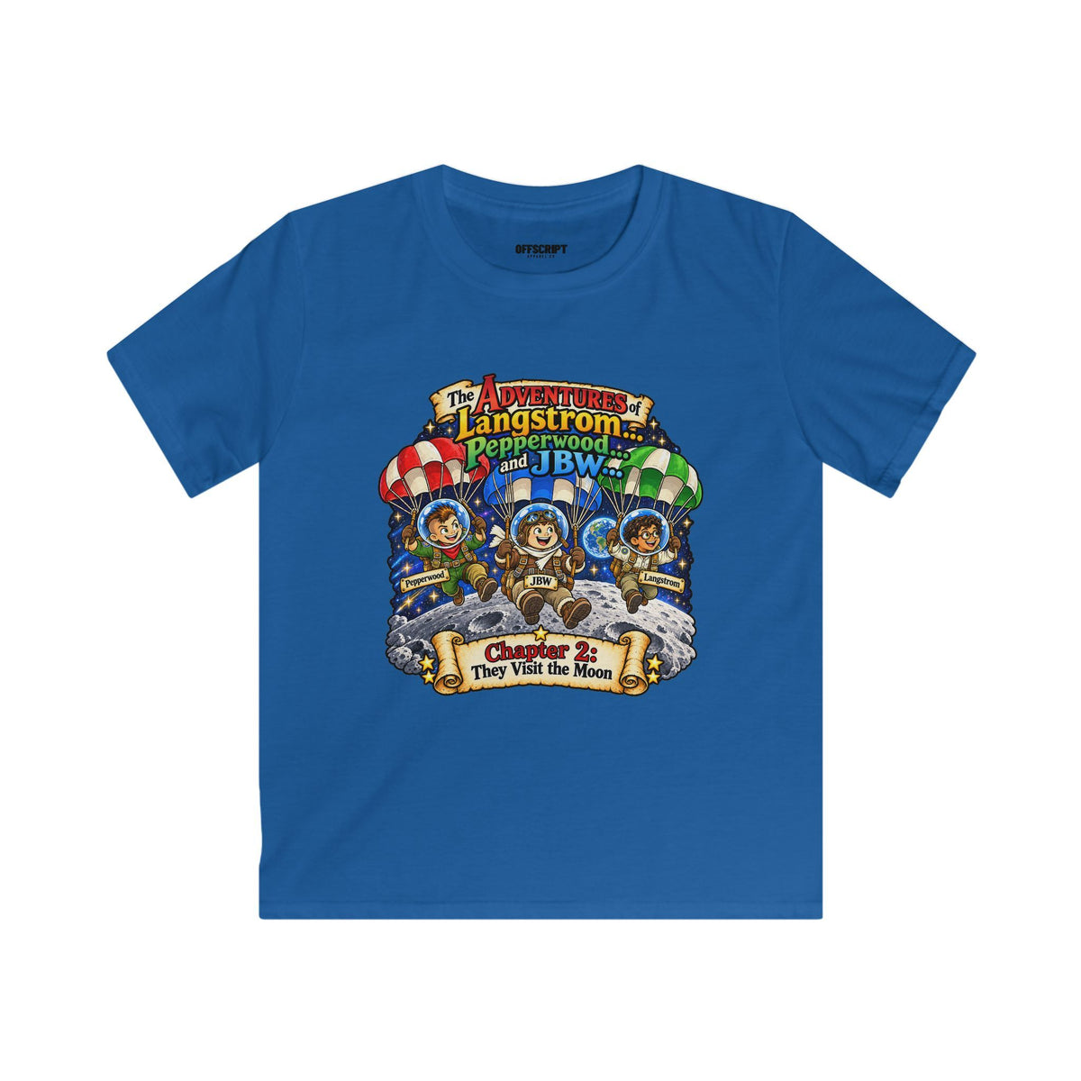 Kids Tee — The Adventures of Langstrom, Pepperwood & JBW: Chapter 2 "This Was The Moon"
