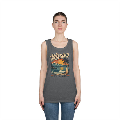 Weekend State of Mind Tank Top — Retro Beach Surf Sunset Graphic