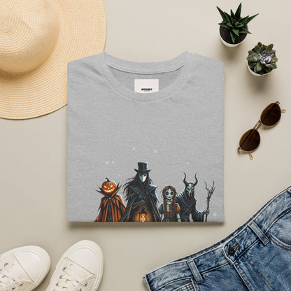 Halloween Gothic Crew T-Shirt — Haunted Pumpkin, Witch & Spooky Friends Design