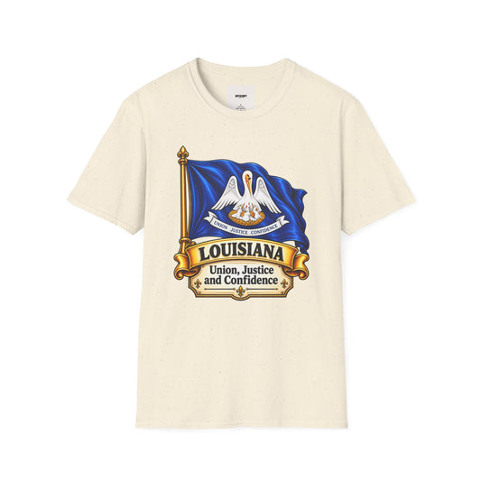 Louisiana State Flag T-Shirt — Pelican Emblem "Union, Justice & Confidence" Tee