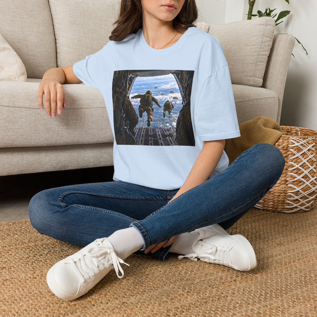 Parachute Jump Soldiers T-Shirt — Military Airborne Jump Photo Tee