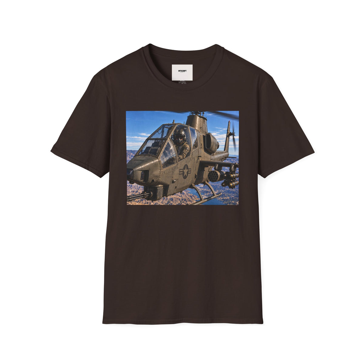 Attack Helicopter Graphic T‑Shirt – Military Aviation Photo Tee