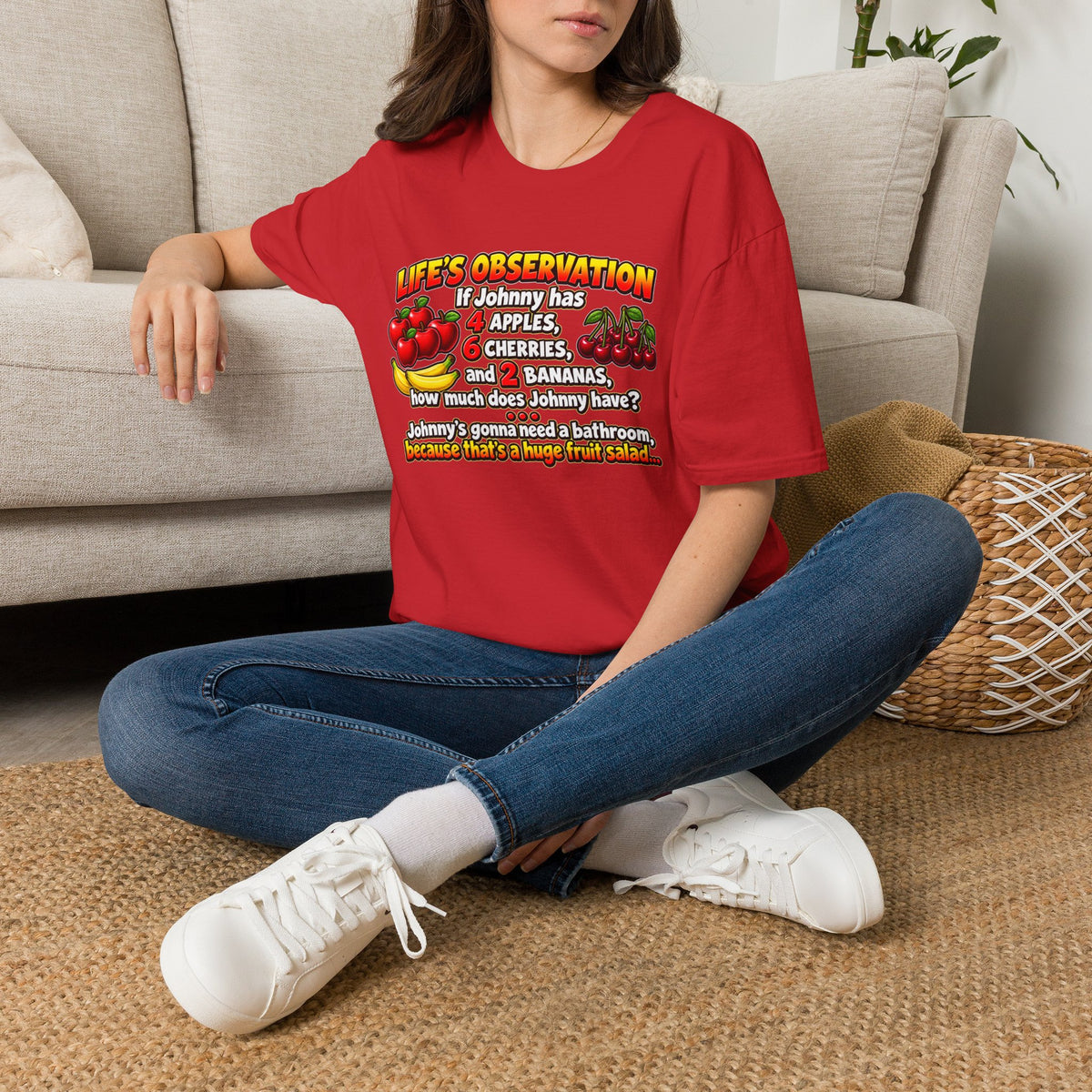 Life’s Observation Fruit Puzzle T-Shirt — Funny Johnny Math Joke Tee
