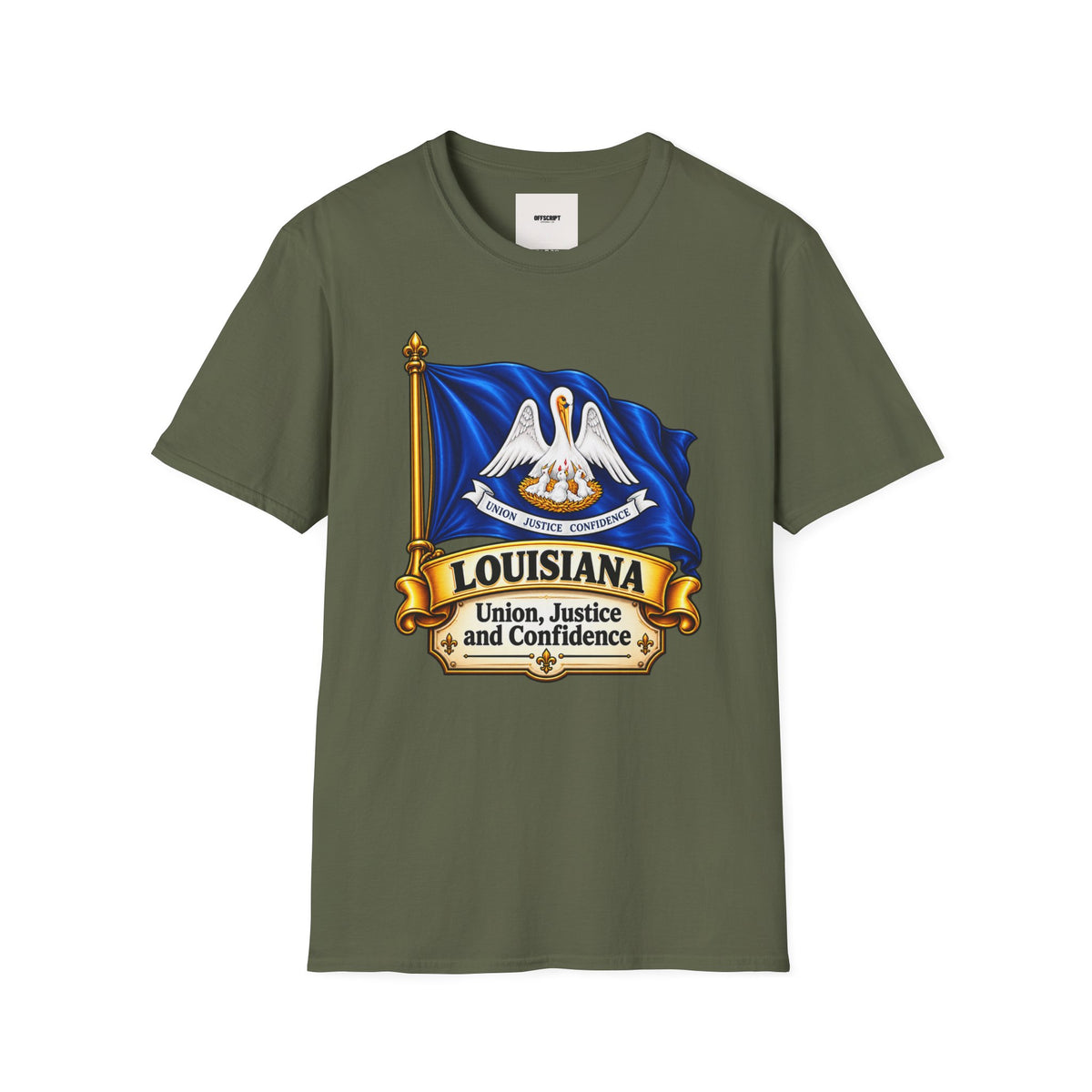 Louisiana State Flag T-Shirt — Pelican Emblem "Union, Justice & Confidence" Tee