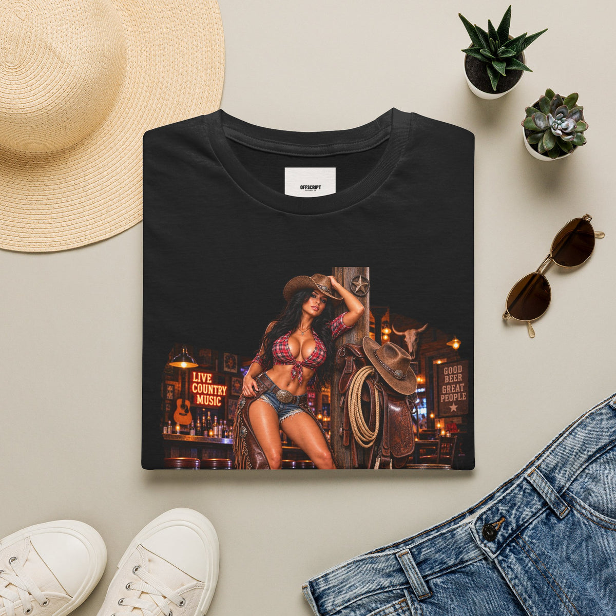 Honky Tonk Women T-Shirt — Retro Cowgirl Pinup Graphic Tee