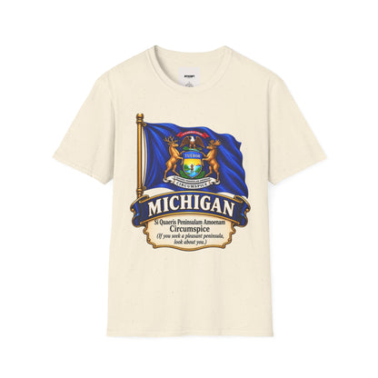 Michigan State Flag T-Shirt — Vintage State Seal Tee (TUEBOR)