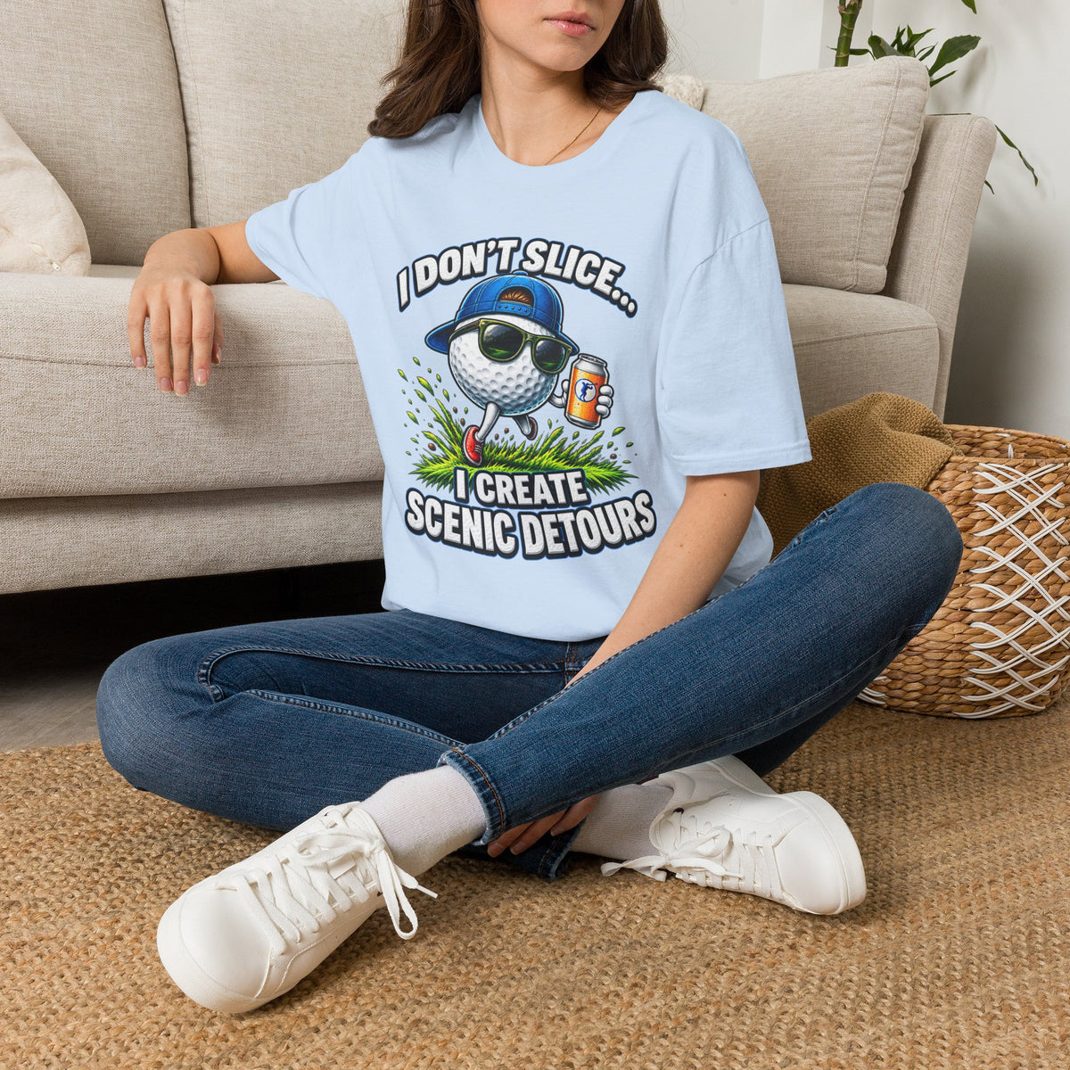 Golf T-Shirt — "I Don't Slice... I Create Scenic Detours" Funny Golfer Tee