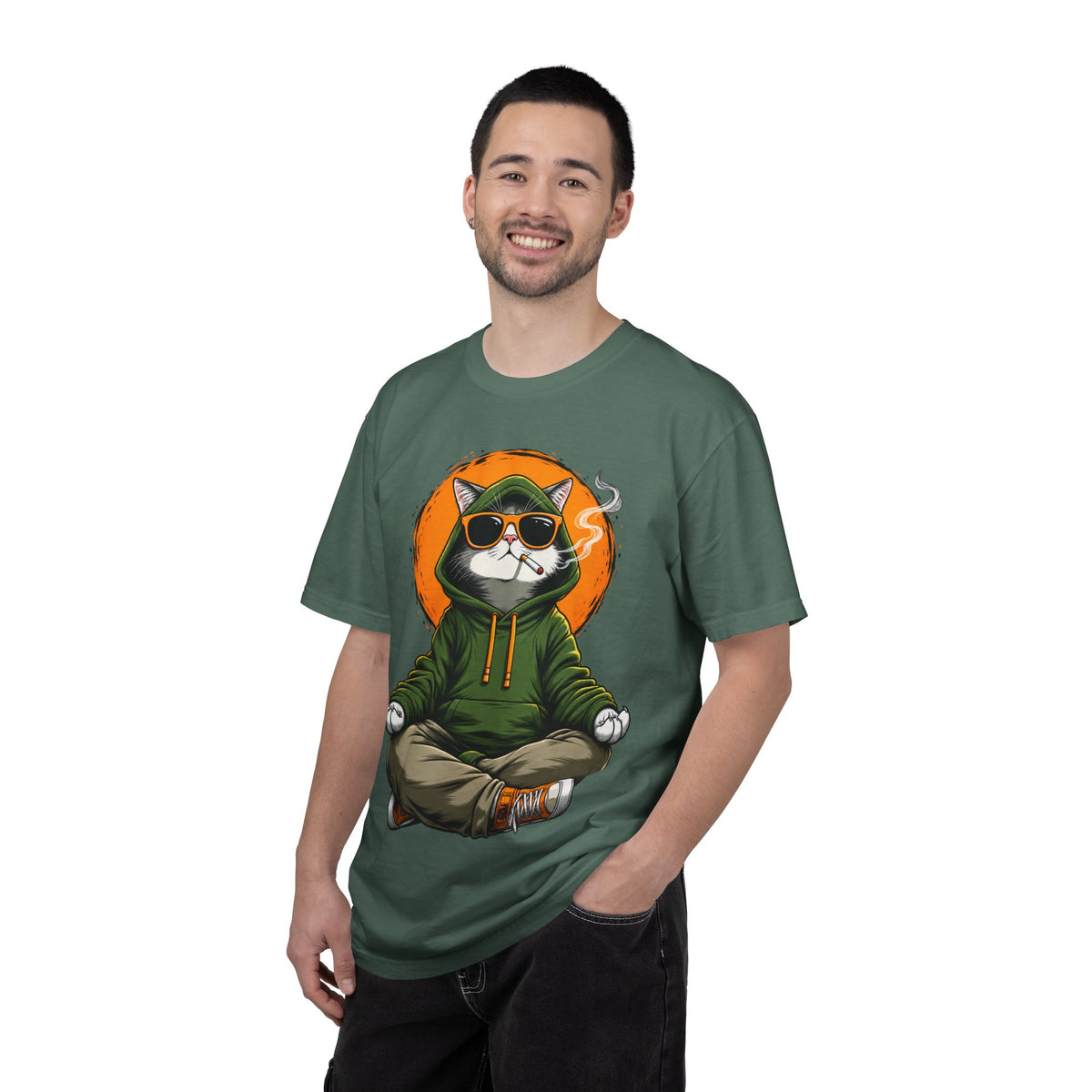 Meditating Cat in Sunglasses T-Shirt