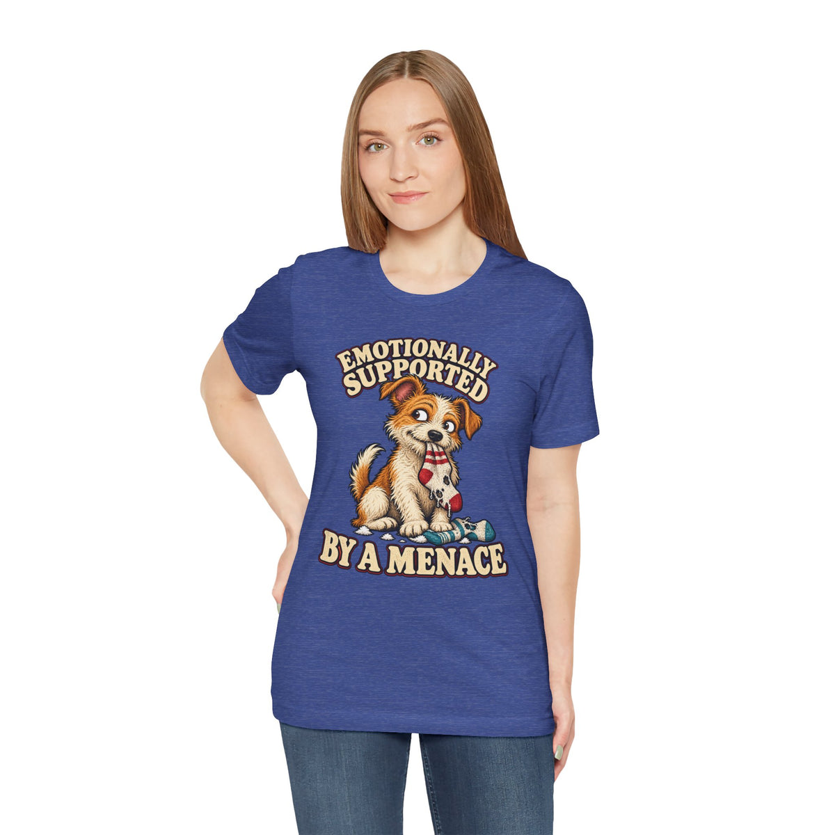Emotionally Supported by a Menace Tee — Cute Puppy Graphic T‑Shirt
