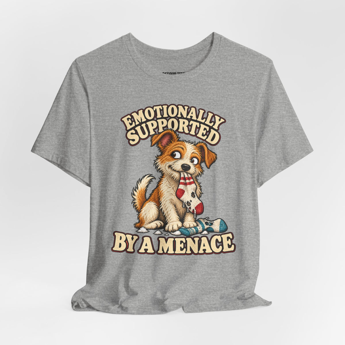 Emotionally Supported by a Menace Tee — Cute Puppy Graphic T‑Shirt