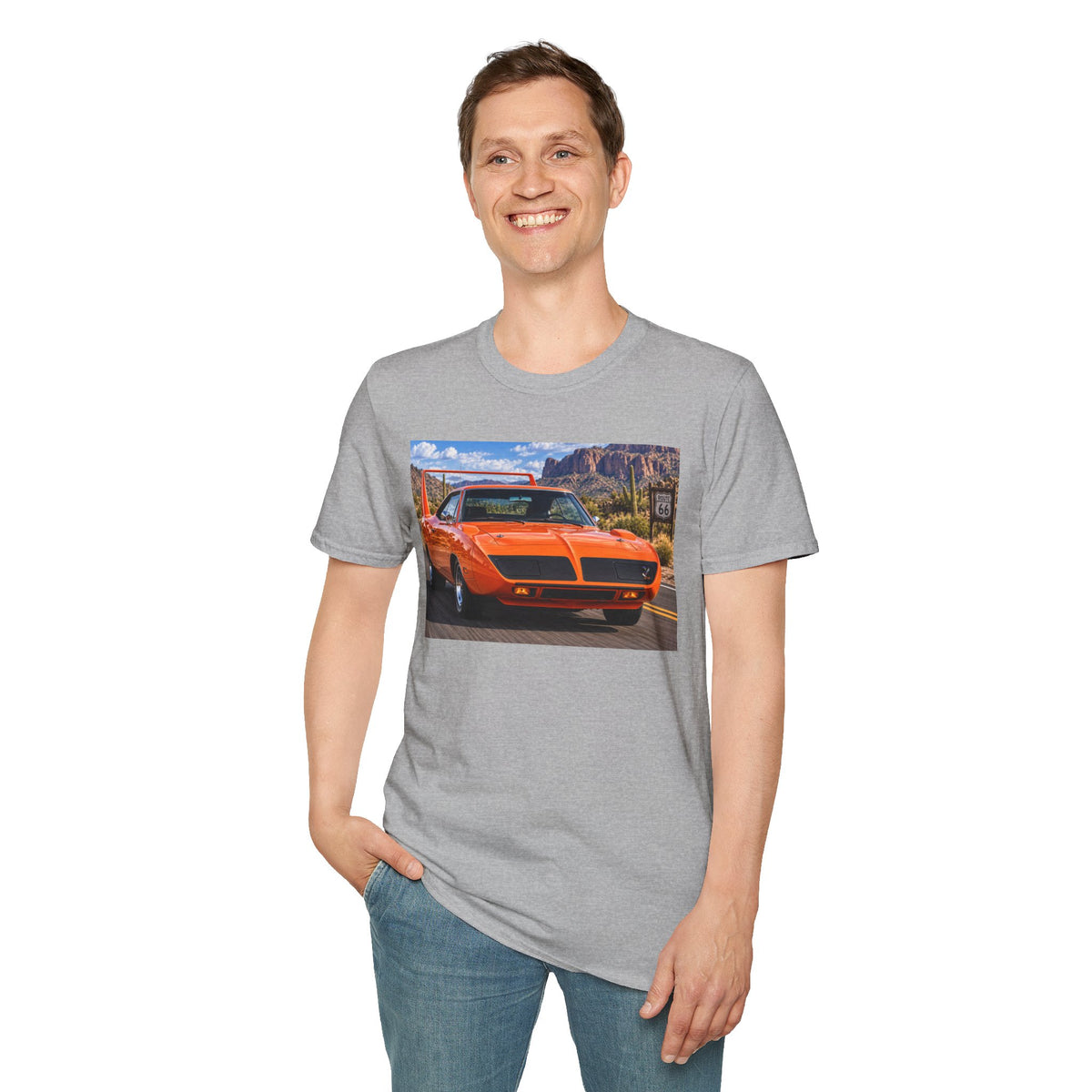 Classic Orange Muscle Car T-Shirt — Route 66 Roadtrip Tee