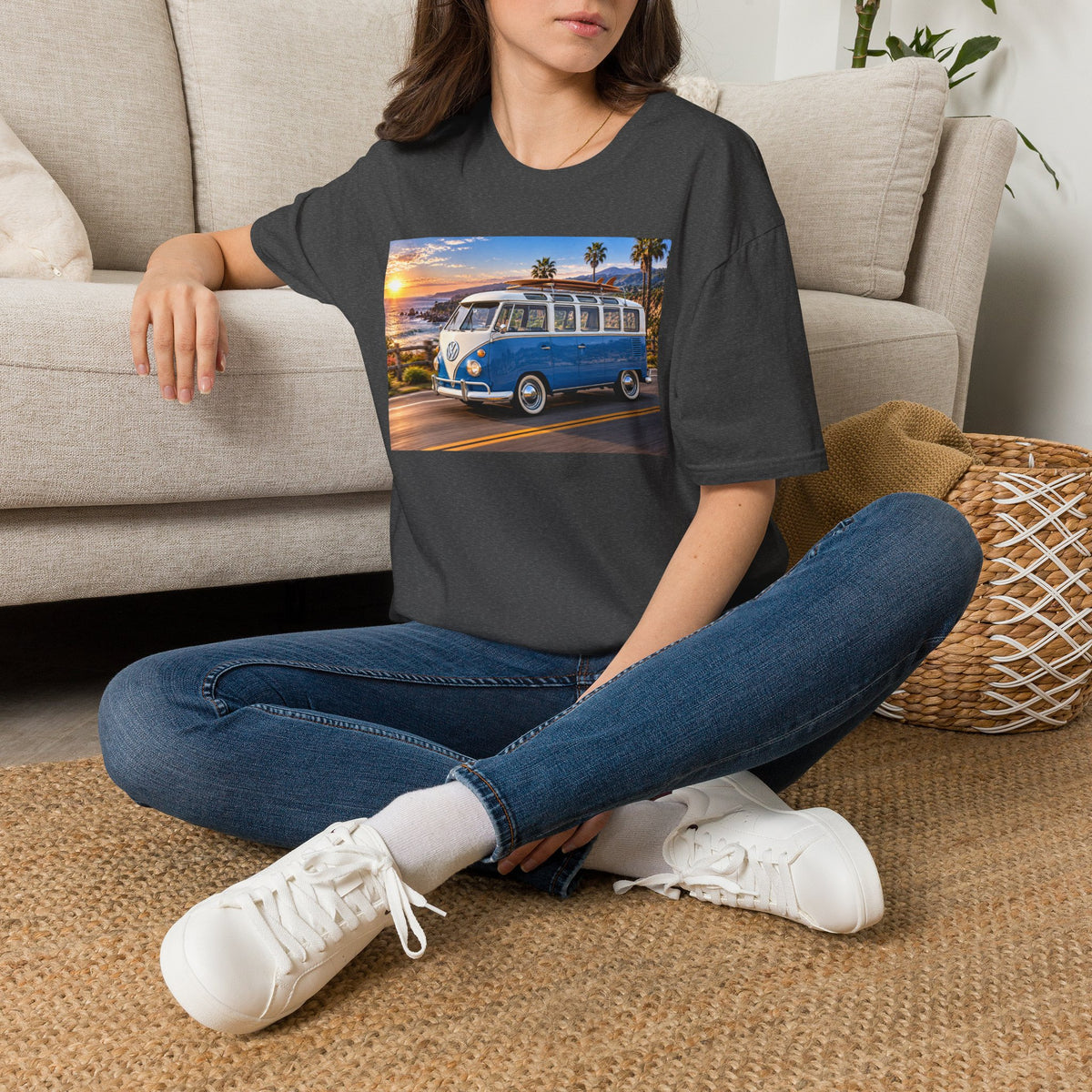 Vintage VW Bus T‑Shirt — Retro Surf Van Sunset Graphic Tee