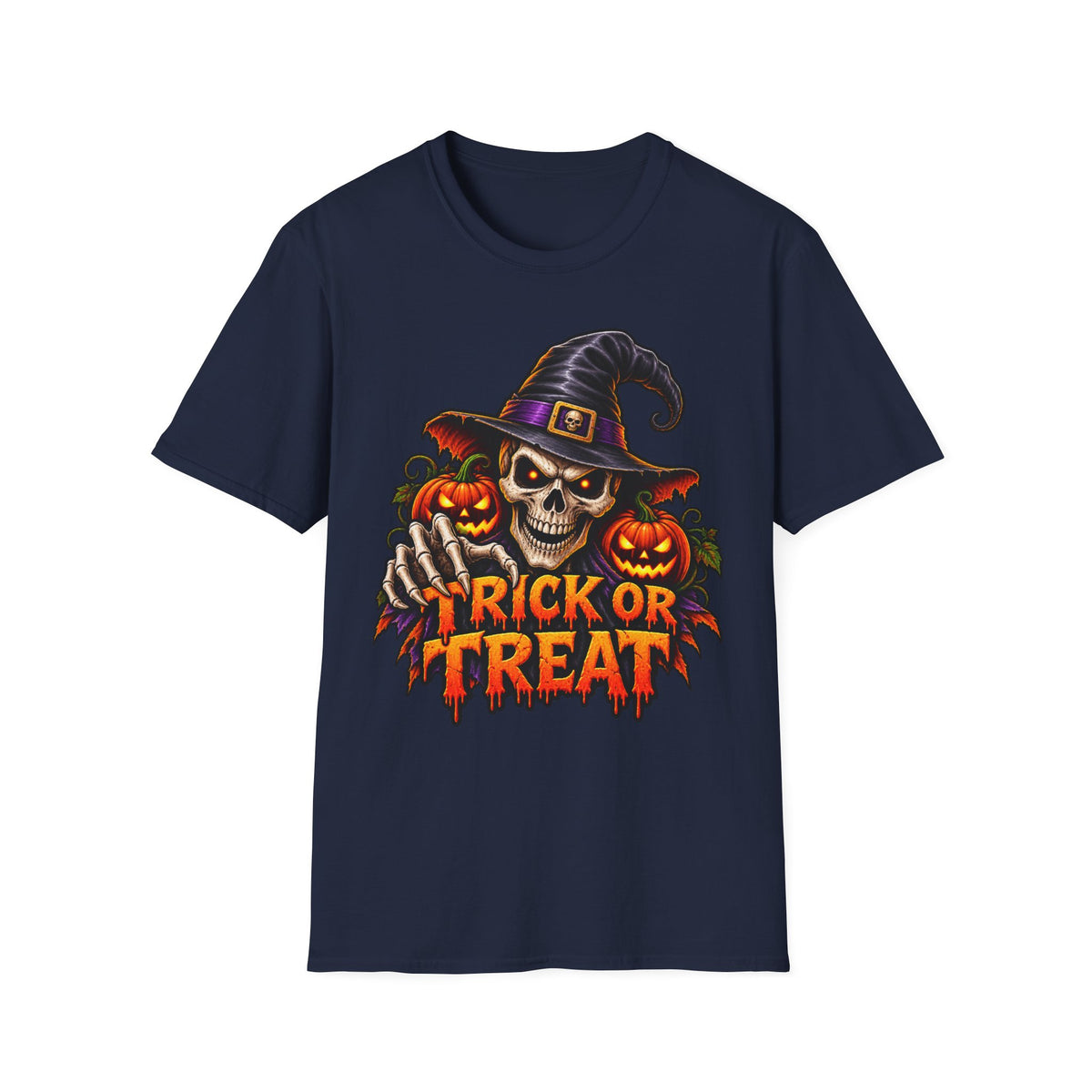 Halloween Skull Witch T-Shirt — Trick or Treat Pumpkin Graphic Tee