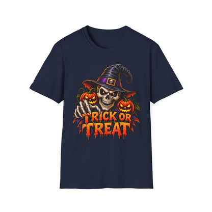 Halloween Skull Witch T-Shirt — Trick or Treat Pumpkin Graphic Tee