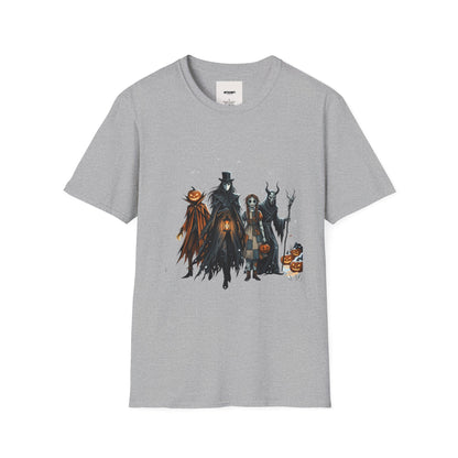 Halloween Gothic Crew T-Shirt — Haunted Pumpkin, Witch & Spooky Friends Design