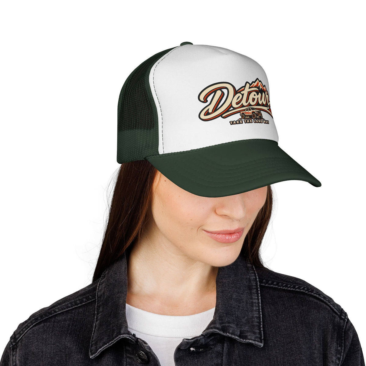 Detour Trucker Hat — Vintage Road Trip Mesh Cap