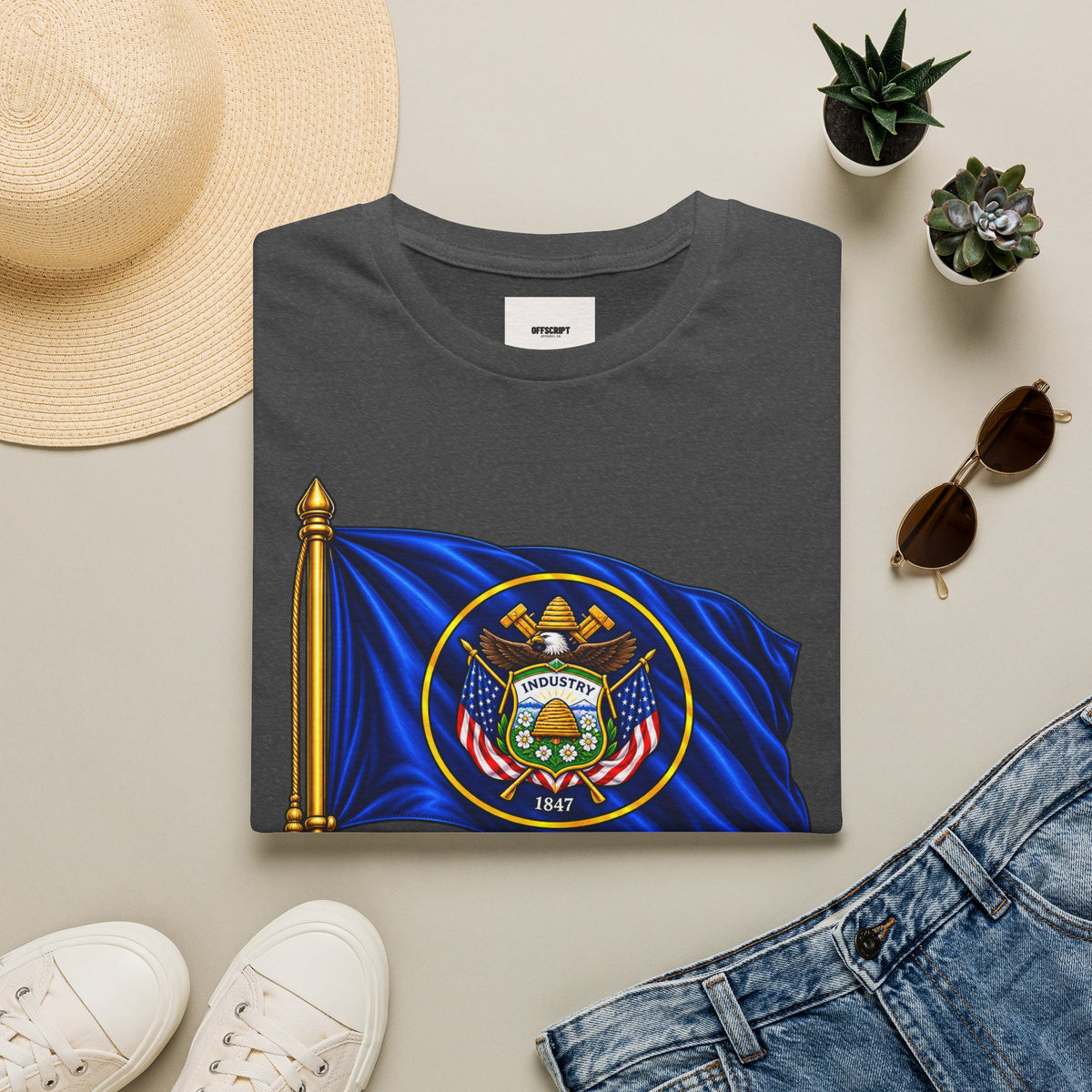 Utah State Flag T-Shirt — 'Utah Industry' Retro Flag Tee