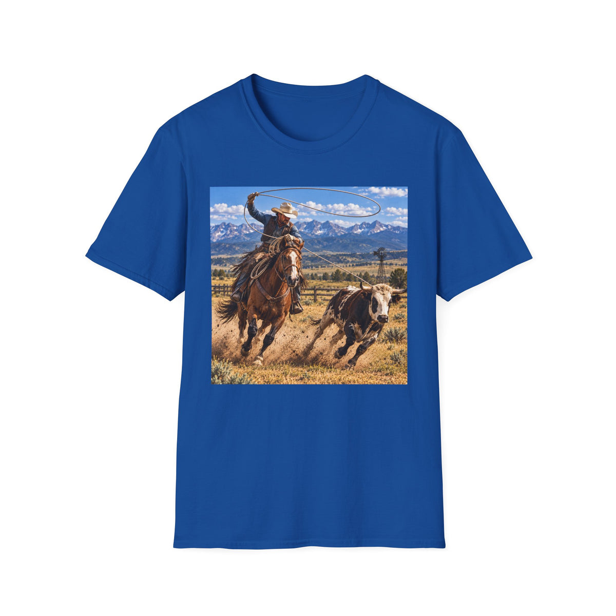 Cowboy Roping Photo T-Shirt — Western Ranch Scenic Tee