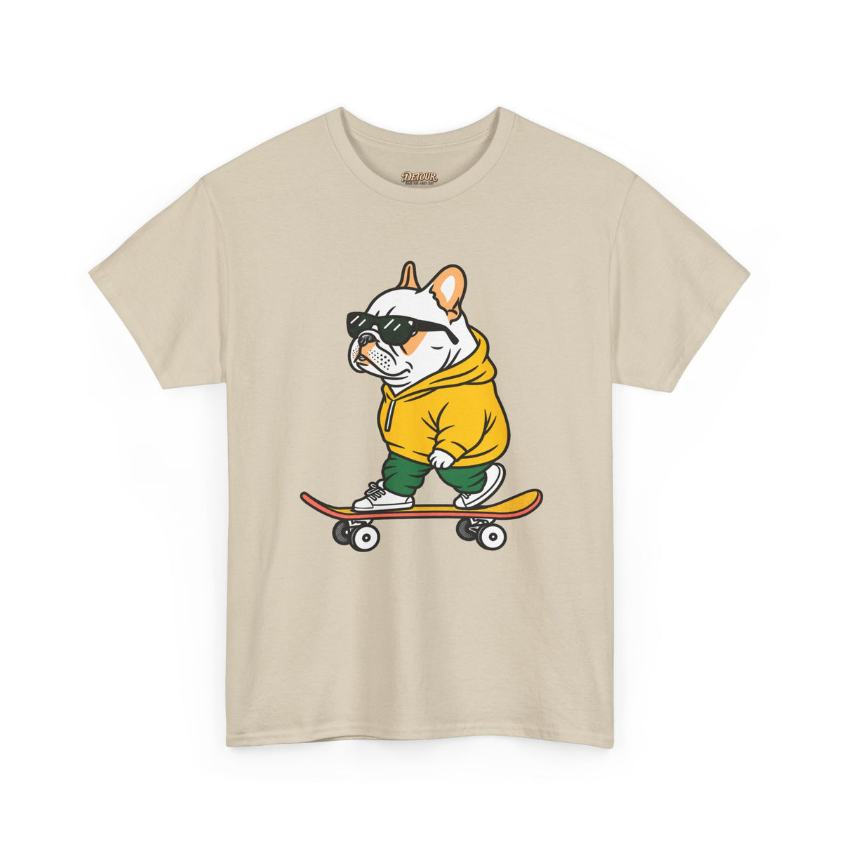 Skateboarding French Bulldog T‑Shirt – Cute Bulldog on Skateboard Graphic Tee